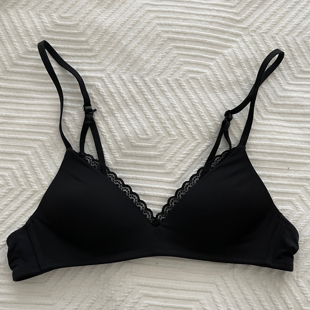 Aerie Black Lace Trim Bra
